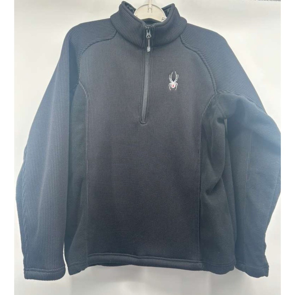 Spyder Sweater Adult Small Black Fleece 1/4 Zip Polyester Mesh‎ Casual Mens
